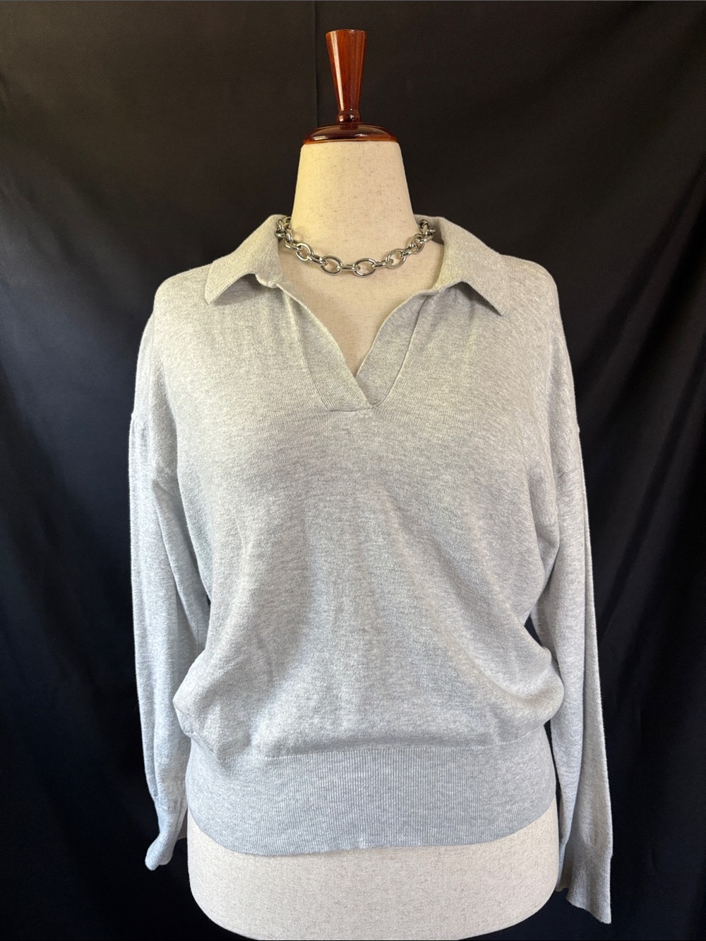 GAP Light Gray Collared Knit Sweater